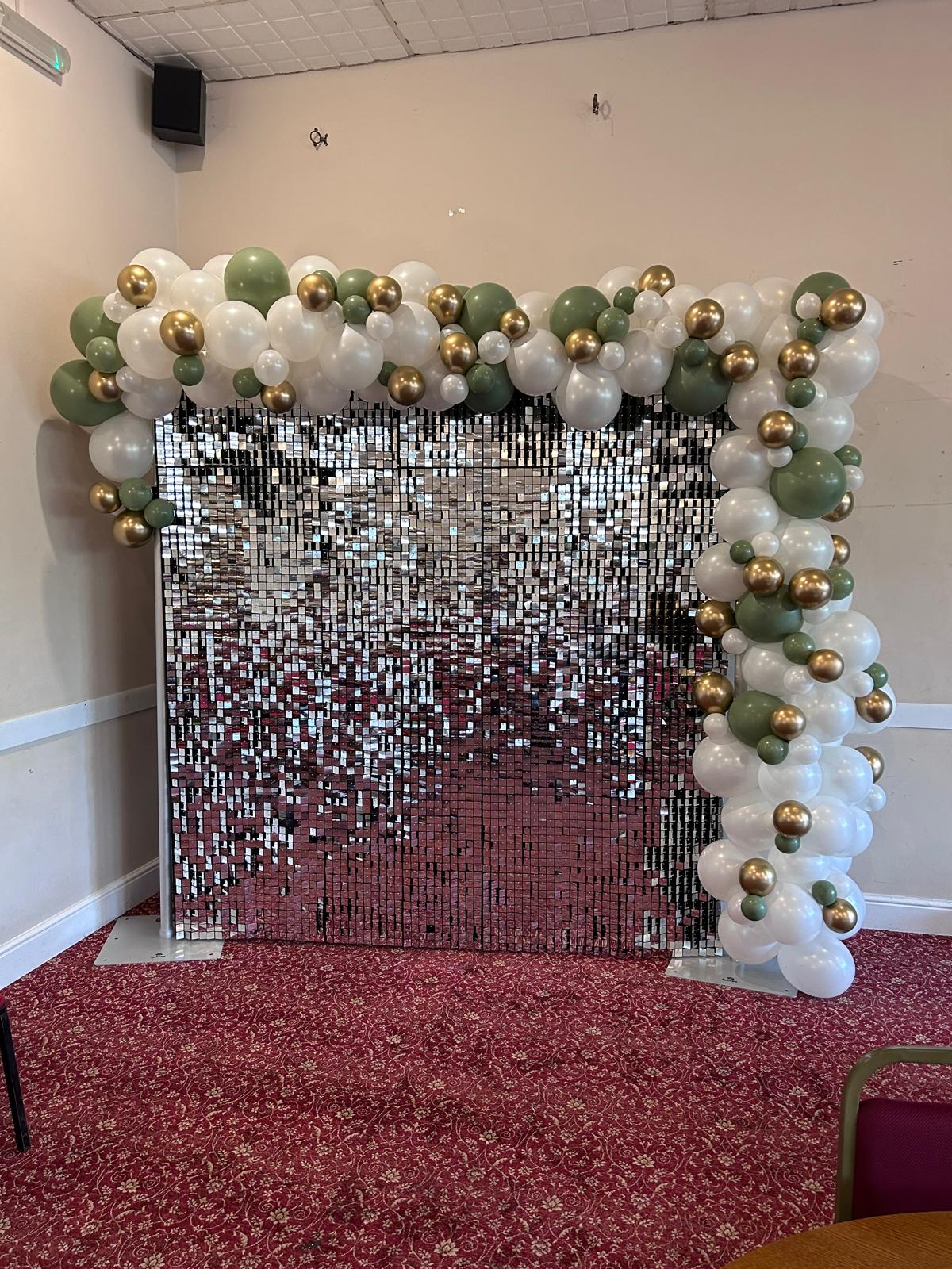 Sage Green Gold White Elegant Balloon Arch